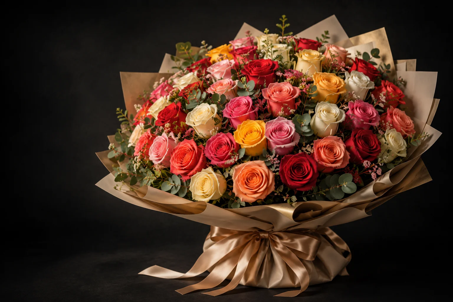 Congratulations rose basket arrangement