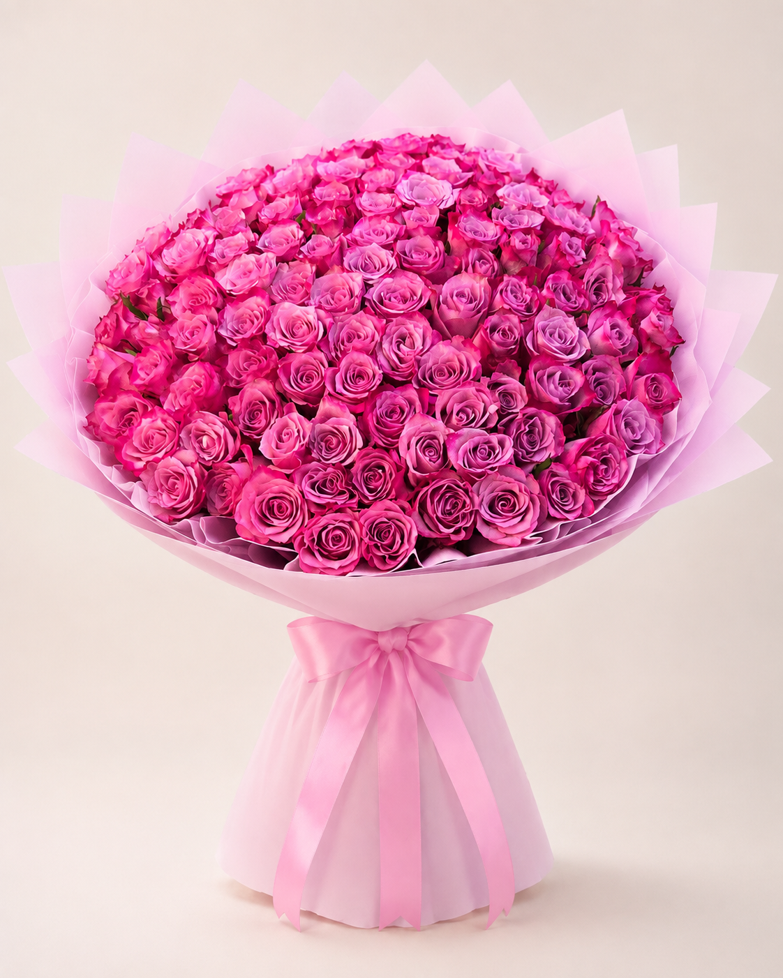 A rich and elegant bouquet of deep pink roses, expressing passion, admiration, and heartfelt emotions.