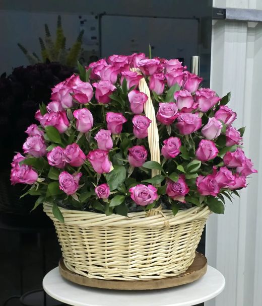 Pink Rose Basket