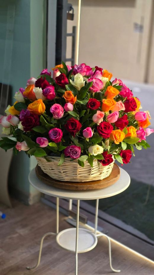 Rainbow Rose Basket